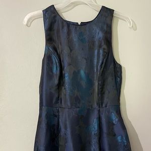 White House Black Market cocktail high-low dress. Fully lined. Shades of blue.